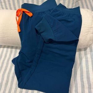 Figs Women’s Joggers in Deep Reef Blue with Bright Orange Details